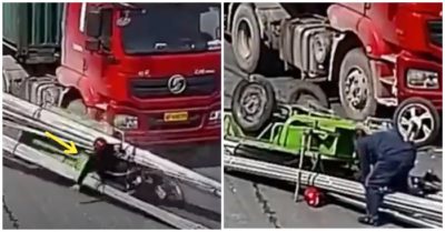 Video va chạm xe đầu kéo, người đàn ông bị bó thép chèn ngang cổ