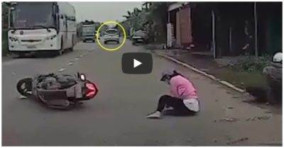 Video phóng nhanh, ôtô tông ngã đôi nam nữ rồi tăng ga bỏ chạy