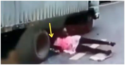 Video tài xế phanh kịp thời, cứu người phụ nữ ngã đầu chạm vào bánh xe tải