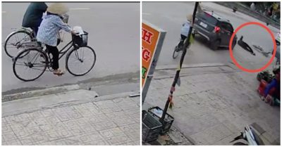 Video đi xe đạp dàn hàng hai, cụ bà bị ôtô Vinfast Fadil phóng nhanh húc bay