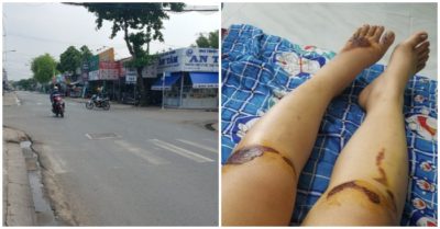 Bị giật điện thoại, cô gái đuổi theo tông ngã nhóm cướp trên đường