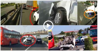 Video khoảnh khắc va chạm với xe khách Phương Trang, ôtô 4 chỗ lật ‘phơi bụng’ trên cao tốc