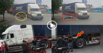 Video tài xế xe container bị ăn ‘liên hoàn cước’ sau va chạm với xe máy