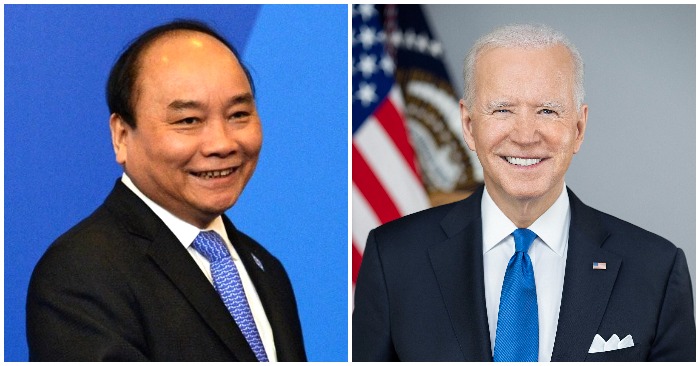 Tổng thống Mỹ Joe Biden đã gửi thư chúc mừng Chủ tịch nước Việt Nam Nguyễn Xuân Phúc (ảnh ghép từ Wikimedia Commons).