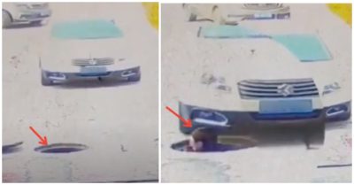 Video vừa nhô đầu ra khỏi cống, nam thanh niên bị ôtô 4 chỗ chèn trúng