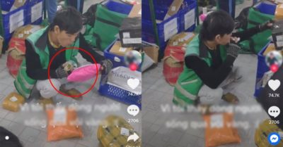 Clip nam shipper vừa ăn vừa soạn đơn hàng để kịp giao cho khách gây xúc động