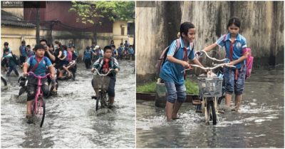 Hơn 1.400 học sinh nghỉ học vì nước thải từ làng giấy tràn vào trường học