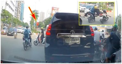 Video người phụ nữ vượt đèn đỏ bị thanh niên đi xe máy tông ngã nhào giữa ngã tư