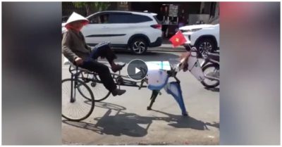Video ông cụ sáng chế ‘xe đạp ngựa’, khi di chuyển đầu lắc lư làm người xem thích thú