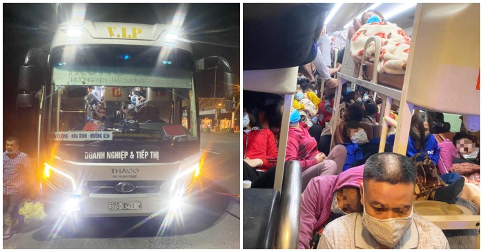 Xe chỉ có 38 chỗ ngồi chở 95 người trên xe từ Lạng Sơn vào Nghệ An bị CSGT dừng xe lập biên bản.