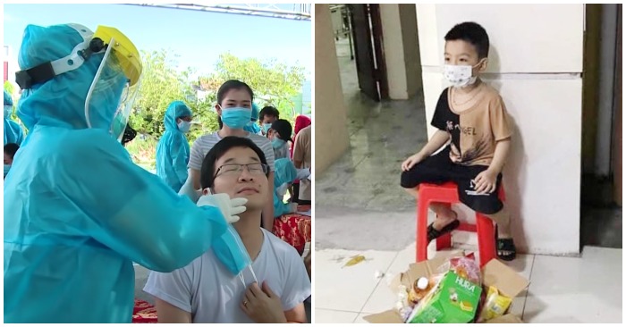 Bé trai 6 tuổi phải nhập viện một mình khiến nhiều người xót xa trong khi dịch Covid-19 đang diễn biến phức tạp tại Bắc Giang (ảnh chụp từ Youtube/Vietnamnet).