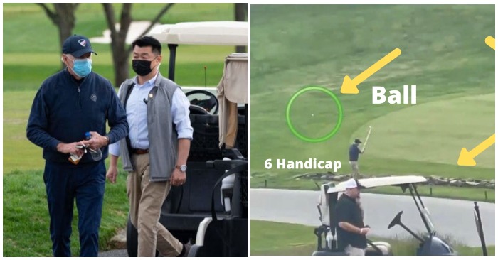 Video ông Joe Biden phát golf thất bại thu hút sự chú ý của cư dân mạng (ảnh ghép từ Progolf Weekly, theleoterrell).