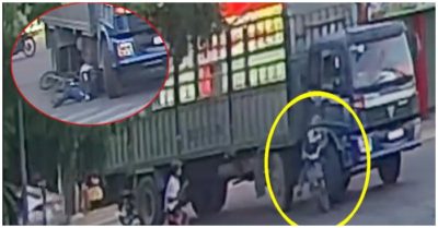 Video: Khoảnh khắc người đàn ông đi xe đạp điện thoát nạn khó tin khi bị cuốn vào gầm ôtô tải