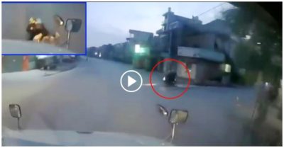 Video phanh cháy lốp cứu sống 2 người đi xe máy bất ngờ ngã văng vào đầu container
