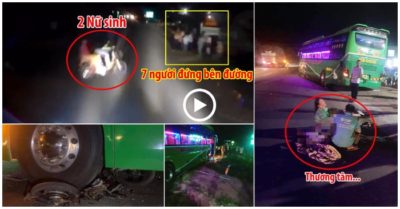 Video: 2 học sinh bị xe khách tông thương vong, 7 người đứng chờ bên đường thoát nạn
