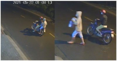 Camera an ninh ghi lại cảnh 2 người phụ nữ đem bé trai bỏ ở bãi đất trống lúc nửa đêm