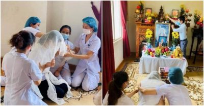 Nữ điều dưỡng vọng bái cha trong khu cách ly Vĩnh Phúc