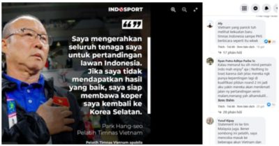 CĐV Indonesia: ‘Việt Nam đang hoảng sợ khi chứng kiến sức mạnh của Indonesia’