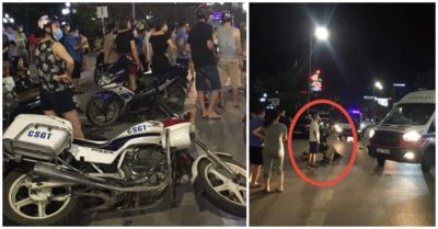 Nam thanh niên tạt đầu xe tuần tra giao thông khiến CSGT ngã gãy chân