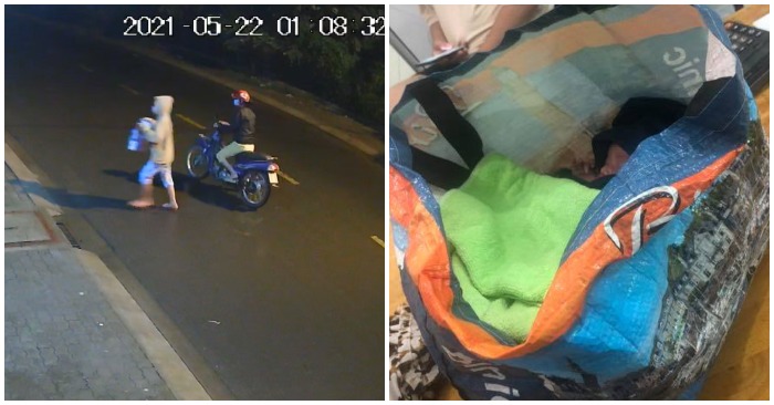 Hai phụ nữ bỏ rơi bé trai bên đường lúc nửa đêm (ảnh chụp màn hình video).