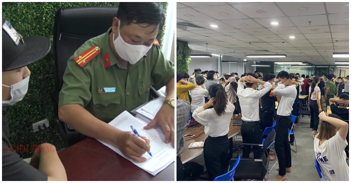 Các bức ảnh do công an Hải Phòng cung cấp về vụ đánh sập sàn giao dịch tiền ảo ở Hà Nội.