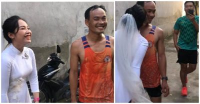 Chú rể dậy từ 4h sáng chạy bộ 19km đến đón dâu