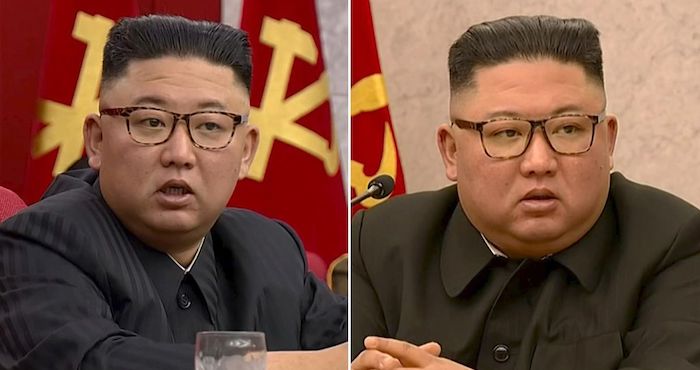 Cư dân mạng Twitter chia sẻ hình ảnh cho thấy lãnh đạo Triều Tiên Kim Jong Un giảm cân đáng kể so với trước kia (ảnh từ Twitter).