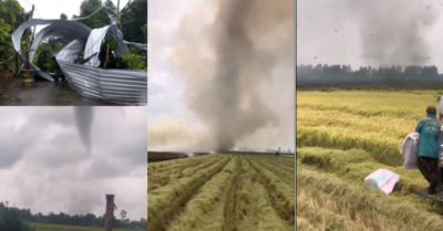 Góc máy người dân: Lốc xoáy – vòi rồng đen kịt, cuốn tung hàng chục nóc nhà ở Kiên Giang