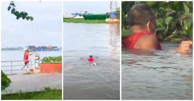 Video: Người tập thể dục nhảy xuống sông khi thấy công an kiểm tra phòng chống dịch