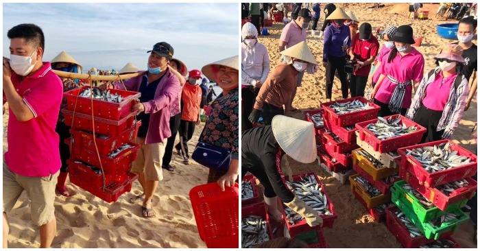 Những gánh cá tươi ngon từ vùng biển Quảng Bình được gửi tới người dân vùng dịch (ảnh chụp màn hình trên báo VietNamNet/Congthuong).