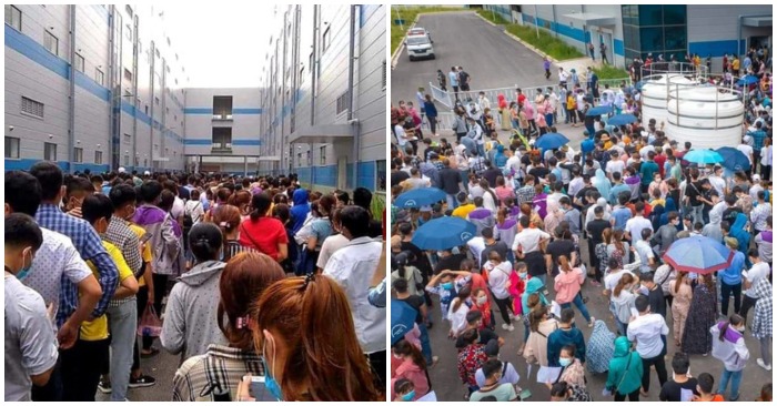 Hàng nghìn công nhân Công ty Luxshare ICT tại KCN Vân Trung, huyện Việt Yên ùn ùn đi xét nghiệm ngày 29/6 (ảnh chụp màn hình trên báo Tuổi Trẻ/ Dân Trí).