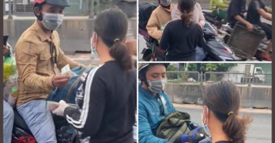 Danh tính người phụ nữ đi dép tổ ong, cầm xấp tiền 500k phát cho người dân về quê tránh dịch