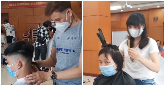 Hàng trăm bác sĩ ở Hà Nội đã xuống tóc để đi vào tâm dịch miền Nam hoặc Bệnh viện Dã chiến Hoàng Mai (ảnh chụp từ video VOV).
