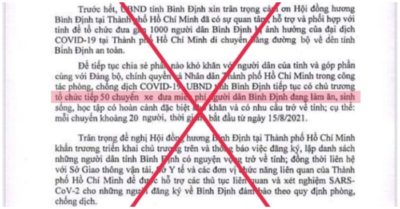 Truy tìm người giả mạo văn bản Bình Định đón công dân ở TP. HCM về quê bằng 50 chuyến xe