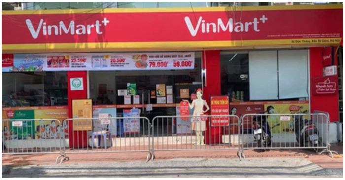 Một chi nhánh Vinmart tại Hà Nội bị phong toả (ảnh chụp màn hình trên trang Cafebiz).
