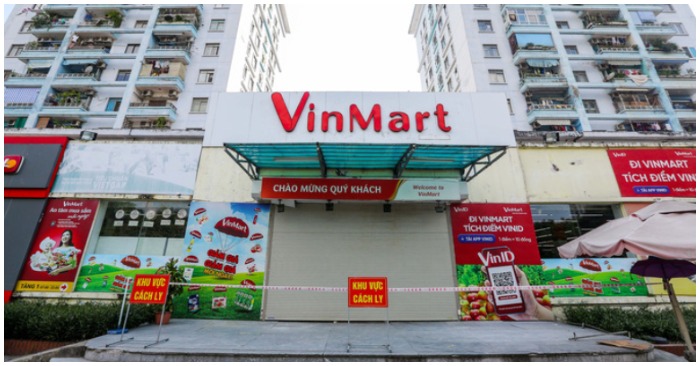 Một cửa hàng Vinmart ở Hà Nội liên quan đến ca Covid-19 (ảnh chụp màn hình trên báo Người Lao Động).