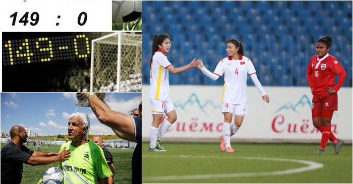 Trận cầu có tỷ số cao nhất thế giới; cầu thủ chuyên nghiệp lớn tuổi nhất; trận đại thắng của tuyển nữ Việt Nam.