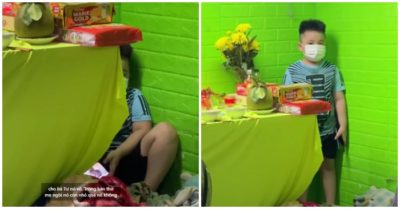 Mẹ mất vì Covid-19, bé trai 6 tuổi nằm canh bàn thờ không rời: ‘Con ở lại đốt nhang cúng cho mẹ’