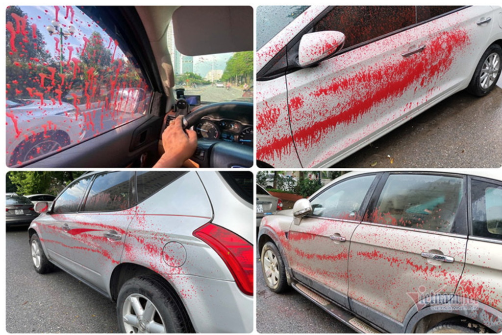 xe bị tạt sơn 