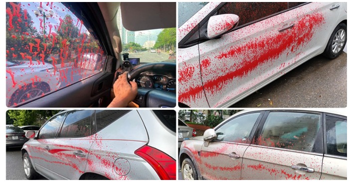xe bị tạt sơn