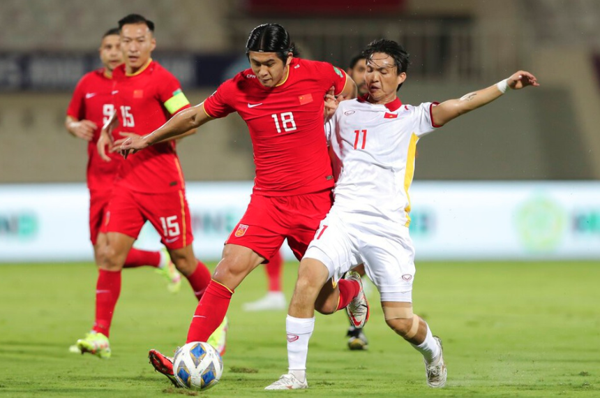 Trung Quốc thắng việt Nam 3-2 ở phút bù giờ cuối cùng (ảnh: AFC).