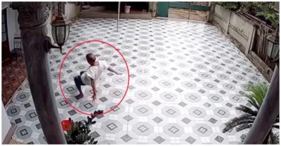 Video: Người đàn ông đau đớn khi bị trượt ngã dưới sân lát gạch đá hoa