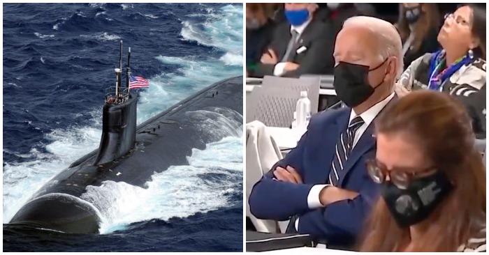 Tổng thống Mỹ Joe Biden dường như ngủ gật trong Hội nghị về biến đổi khí hậu ngày 1/11/2021 (ảnh chụp màn hình video). Cùng ngày, Hải quân Mỹ cho biết một tàu ngầm của nước này va phải mỏm núi ở Biển Đông.