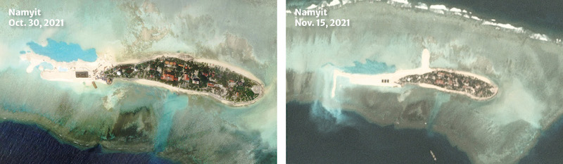 Ảnh vệ tinh cho thấy Việt Nam cải tạo đảo Nam Yết thuộc quần đảo Trường Sa ở Biển Đông