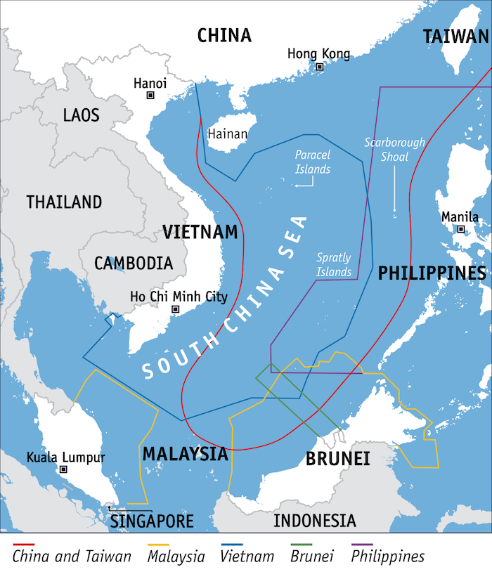 Bản đồ mô tả tuyên bố chủ quyền ở Biển Đông của các nước