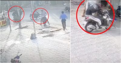 Clip: 4 người đàn ông dàn cảnh cho bảo vệ bánh mỳ để trộm xe SH