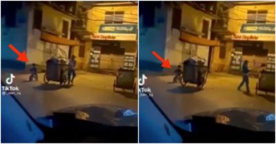 Clip: Bé trai 2 tuổi đạp xe lon ton theo mẹ đi dọn rác giữa đêm khuya