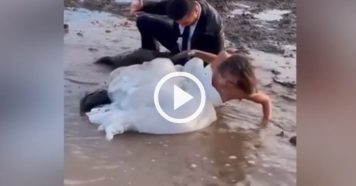 Video: Cặp đôi 'tắm bùn' khi cùng nhau đi chụp ảnh cưới