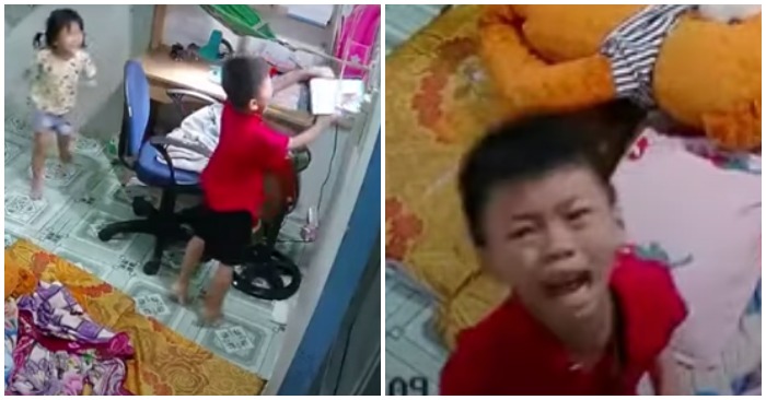 Hai em bé được tặng iPad sau khi bị cướp (ảnh chụp video).