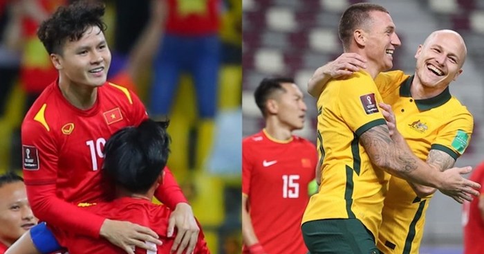 Các cầu thủ tuyển Việt Nam và Australia (ảnh: AFC).